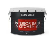Краска для стен и потолков Komandor Interior Bath&Kitchen 20 A S1305001010 полуматовая 9 л